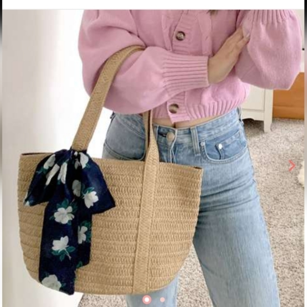 Draper James everyday straw bag floral scarf